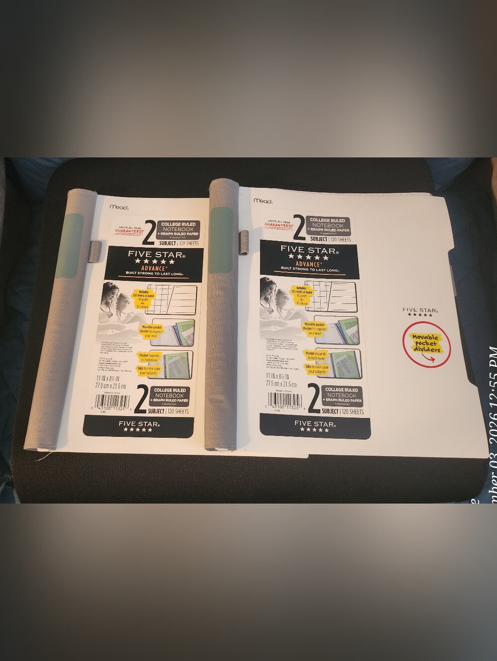 2 Pack Five Star Advance Wirebound Notebook 2 Subject College Ruled 11 in x 8.5